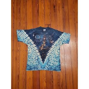 Liquid Blue Star Wars Mens L Tie Dye T Shirt Vintage USA Graphic Tee Iconic 90s